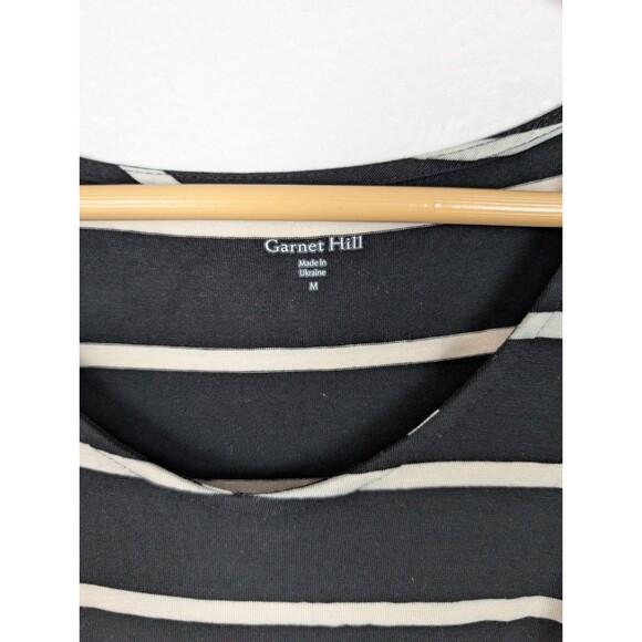 Garnet Hill Tencel Cotton Cap Sleeve Midi Dress Striped Black Size M - Picture 4 of 9